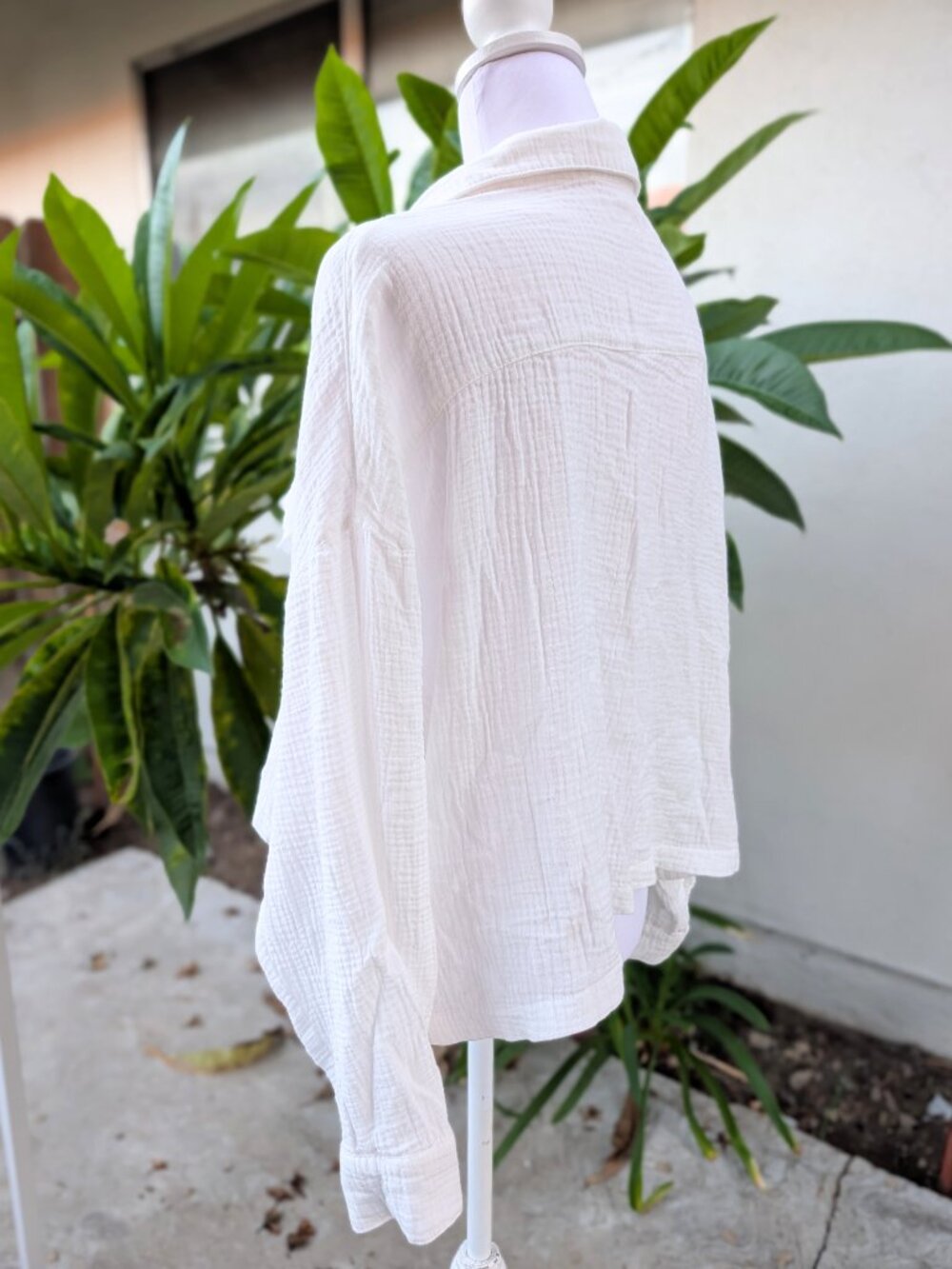 Mustard Seed White 100% cotton gauze pocket button shirt top VGUC medium - Picture 9 of 15